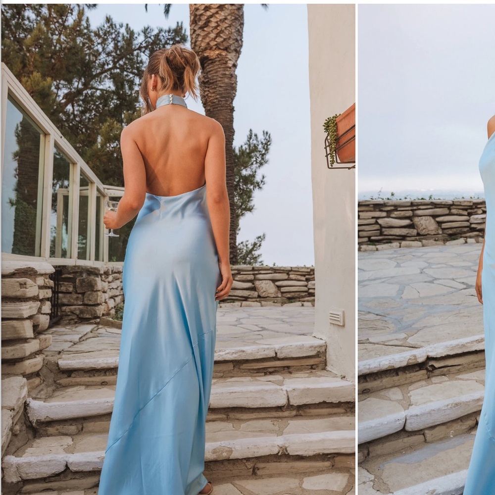 Show Me Your MuMu Baby Blue Halter Maxi Dress - Picture 2 of 8